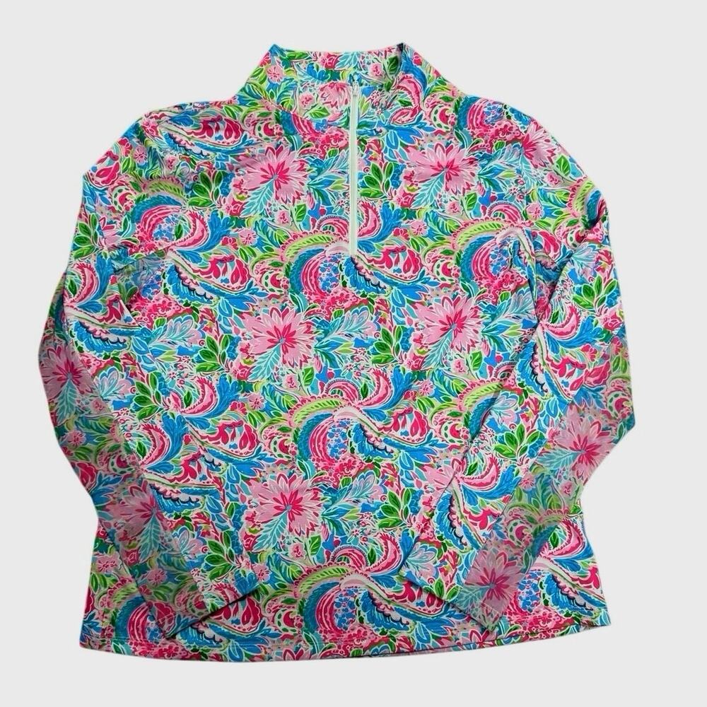 Gottex Paisley Large Long Sleeve Outdoor Performance 3/4 Zip Golf Tennis Top